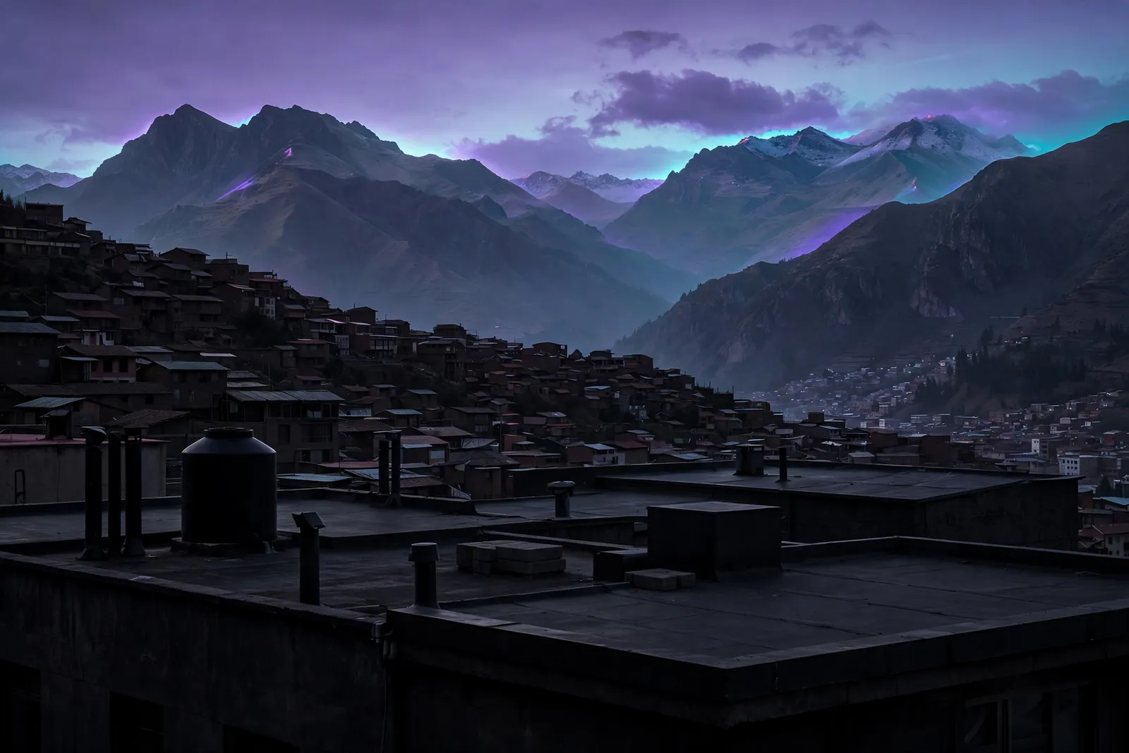 An Andean city at dusk